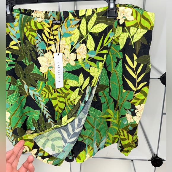 Sanctuary Women's Tropical Green Floral Faux Wrap Miniskort Size 2X NWT - Picture 4 of 12